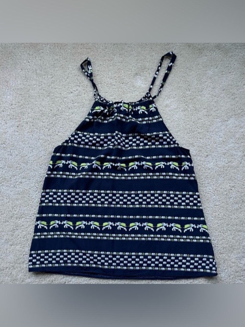 Crown and Ivy Women’s 100% Rayon Preppy Bohemian Elephant Tank Top - Sz S - EUC